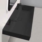 CeraStyle 037607-U-97 Trough Matte Black Ceramic Wall Mounted or Drop In Sink
